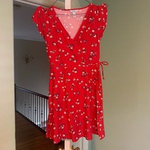 Red floral soft dress